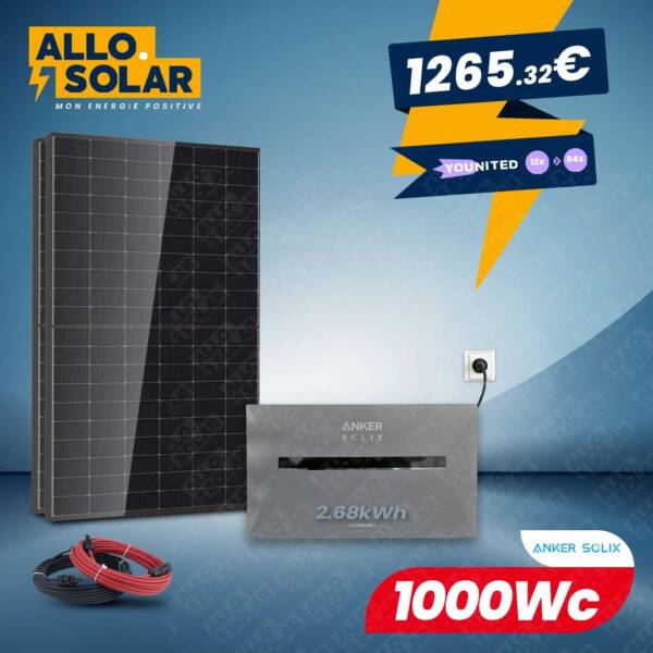 Kit Solaire Plug and Play 1000Wc bifacial - Batterie 2,68kWh - Anker SOLIX