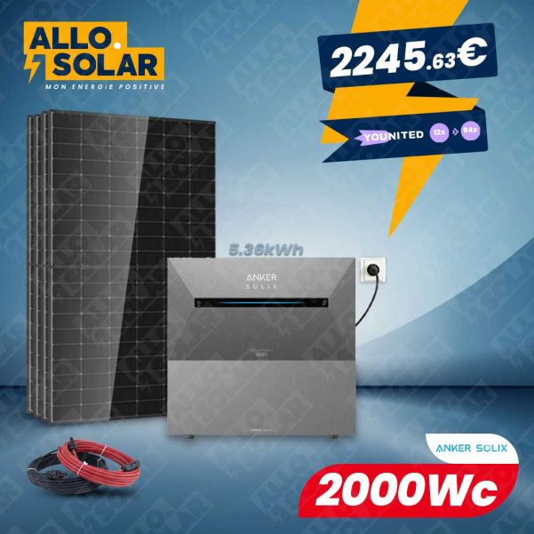 Kit Solaire Plug and Play 2000Wc bifacial - Batterie 5,36kWh - Anker SOLIX