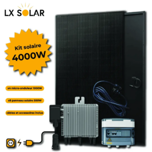 Kit 4000W - 8 panneaux 500W + Micro onduleur + câble + coffret